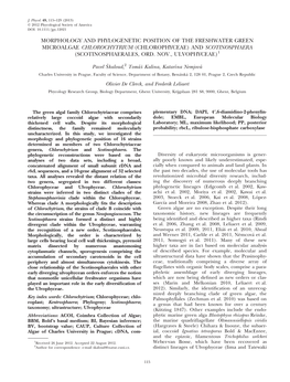 (Chlorophyceae) and Scotinosphaera (Scotinosphaerales, Ord