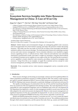 Ecosystem Services Insights Into Water Resources Management in China: a Case of Xi’An City
