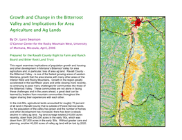 Growth and Change in the Bitterroot Valley and Implications for Area Agriculture and Ag Lands