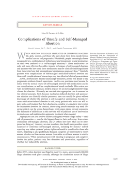 Complications of Unsafe and Self-Managed Abortion Lisa H
