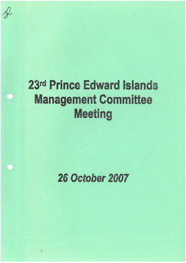 ·.. 23Rd Prince Edward Islands .. · . . Management Committe Meeting