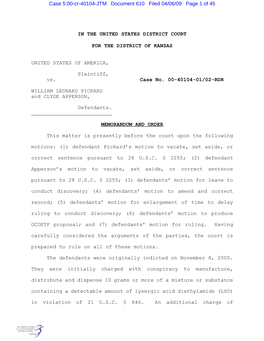 Case 5:00-Cr-40104-JTM Document 610 Filed 04/06/09 Page 1 of 45