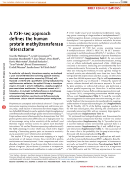 A Y2h-Seq Approach Defines the Human Protein Methyltransferase