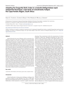 Adapting the Dragonfly Biotic Index to a Katydid