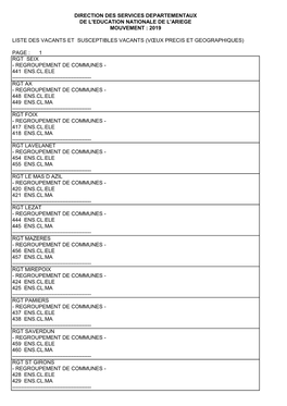 Liste Générale Des Postes Numérotés 2019