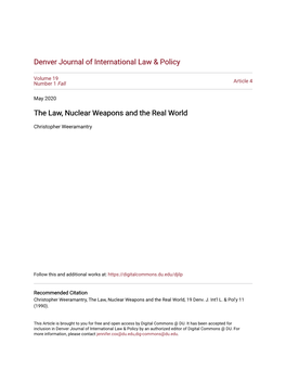 The Law, Nuclear Weapons and the Real World