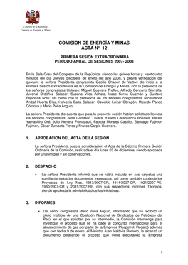 Comision De Energía Y Minas Acta Nº 12