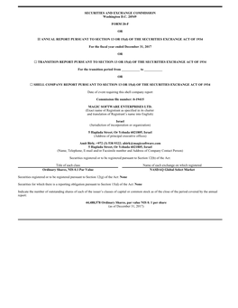 SECURITIES and EXCHANGE COMMISSION Washington D.C. 20549 FORM 20-F OR ANNUAL REPORT PURSUANT to SECTION 13 OR 15(D) of the S