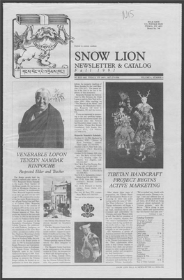 SNOW LION NEWSLETTER & CATALOG «I|C^F^C^Fm5|Sw|Nq Fall 1991