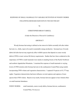 Response of Small Mammals to Variable Retention of Woody Debris