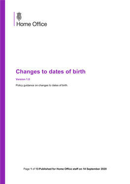 Changes to Dates of Birth