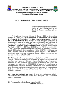 Governo Do Estado Do Ceará Secretaria Da Ciência Tecnologia E