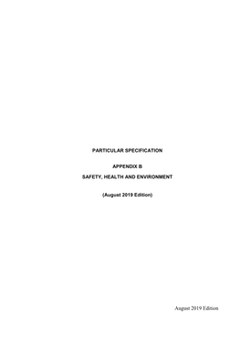 Safety, Health and Environment (Particular Specifications Appendix B)
