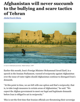 Afghanistan Will Never Succumb to the Bullying and Scare Tactics of Tehran Abdul Farid Zikria