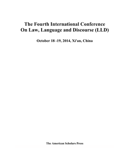 The Fourth International Conference on Law, Language and Discourse (LLD)