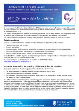 2011 Census – Data for Parishes February 2014