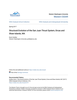 Structural Evolution of the San Juan Thrust System, Orcas and Shaw Islands, WA