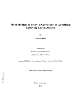 A Case Study on Adopting a Lobbying Law in Austria