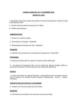 Conseil Municipal Du 17 Novembre 2020