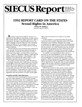 1992 REPORT CARD on the Stams Sexual Rights in America Debra W