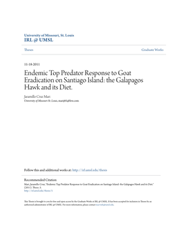 Endemic Top Predator Response to Goat Eradication on Santiago Island: the Galapagos Hawk and Its Diet