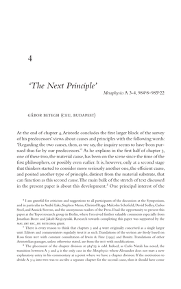 4 'The Next Principle'