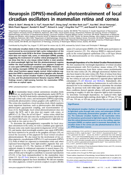 Neuropsin (OPN5)-Mediated Photoentrainment of Local Circadian Oscillators in Mammalian Retina and Cornea