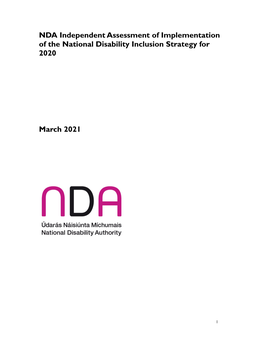 NDA Independent Assessment of Implementation of the National Disability Inclusion Strategy for 2020