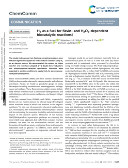 H2 As a Fuel for Flavin- and H2O2-Dependent Biocatalytic Reactions† Cite This: Chem