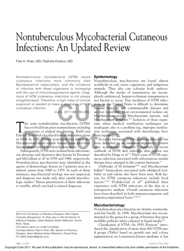 Nontuberculous Mycobacterial Cutaneous Infections: an Updated Review