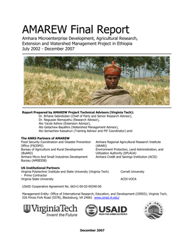 AMAREW Final Report Amhara Microenterprise Development, Agricultural Research, Extension and Watershed Management Project in Ethiopia July 2002 - December 2007