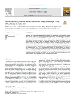 ZAP70 Deficiency Promotes Reverse Cholesterol Transport Through MAPK