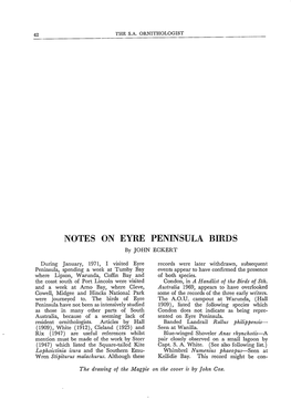 NOTES on EYRE PENINSULA BIRDS by JOHN ECKERT