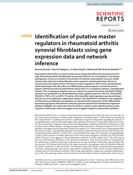 Identification of Putative Master Regulators in Rheumatoid Arthritis