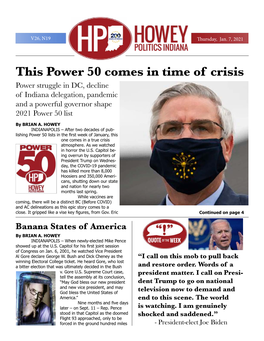 This Power 50 Comes in Time of Crisis Power Struggle in DC, Decline of Indiana Delegation, Pandemic and a Powerful Governor Shape 2021 Power 50 List by BRIAN A