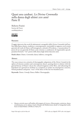Quasi Una Catabasi. La Divina Commedia Nella Danza Degli Ultimi 200 Anni1 Parte II