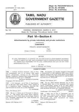 Tamil Nadu Government Gazette