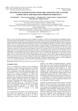 Dynamics of Maximum Snow Cover Area and Snow Line Altitude Across Nepal (2003-2018) Using Improved Modis Data