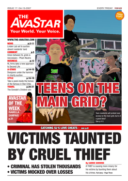 The Avastar of the Week Main Grid? ISABELLA Teen Residents Will Protest Over SAMPAIO Access to the Main Grid, but Is It P.31 a Good Idea? See P.4-5
