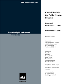 Capital Needs in the Public Housing Program 2010