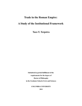 Trade in the Roman Empire: a Study of the Institutional Framework