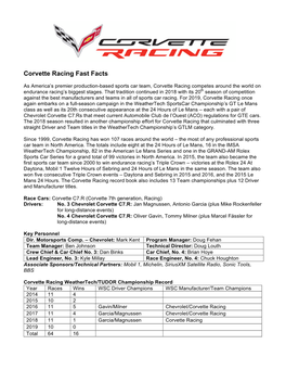 2-2019 Corvette Racing Fast Facts