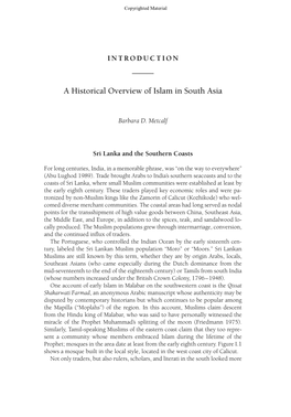 A Historical Overview of Islam in South Asia