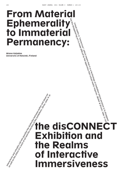 From Material Ephemerality to Immaterial Permanency: the Disconnect Exhibition and the Realms of Interactive Immersiveness