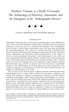 Northern Vanuatu As a Pacific Crossroads: the Archaeology Ofdiscovery, Interaction, and the Emergence of the ((Ethnographic Present"