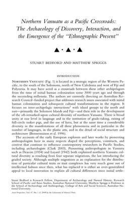 Northern Vanuatu As a Pacific Crossroads: the Archaeology Ofdiscovery, Interaction, and the Emergence of the ((Ethnographic Present