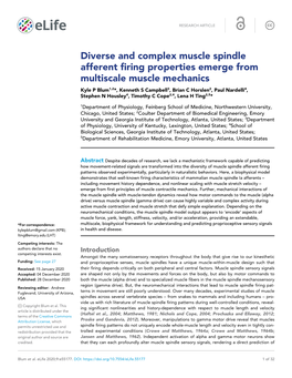 Diverse and Complex Muscle Spindle Afferent Firing Properties Emerge