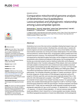 Comparative Mitochondrial Genome Analysis of Dendrolimus Houi (Lepidoptera: Lasiocampidae) and Phylogenetic Relationship Among Lasiocampidae Species