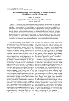 Pollination Biology and Taxonomy of Dinemandra and Dinemagonum (Malpighiaceae)