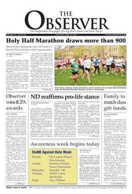 Holy Half Marathon Draws More Than 900 ND Reaffirms Pro-Life Stance